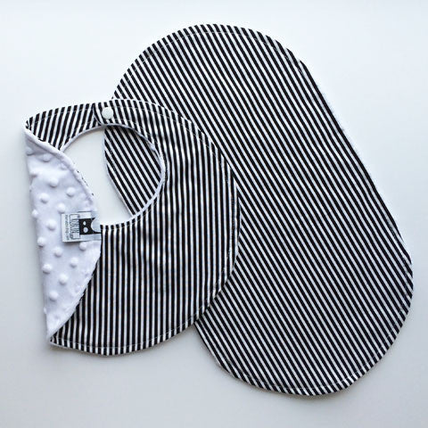Bib + Burp Cloth Set | Thin Stripes