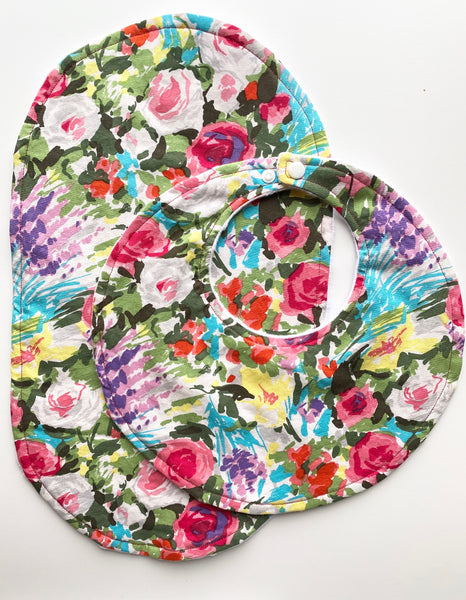 Bib + Burp Cloth Set | Floral
