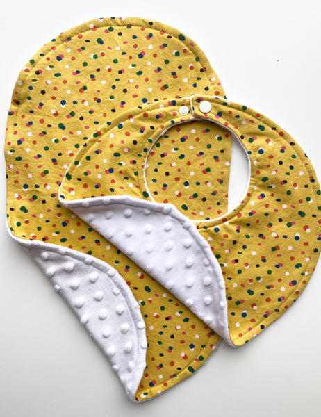 Bib + Burp Cloth Set | Mustard Sprinkles